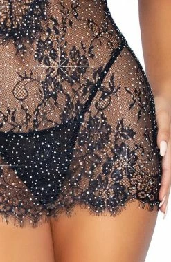 COAXcopenhagen.com Black Lingerie Dress With Rhinestones - Love Or Lust