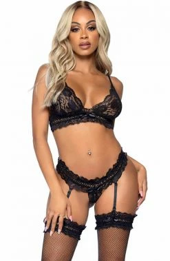 COAXcopenhagen.com Black Lingerie Set & Thigh Highs - On A Roll