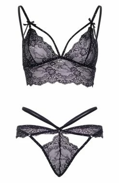 COAXcopenhagen.com Black Strappy Lingerie With Rhinestones - Te Amo