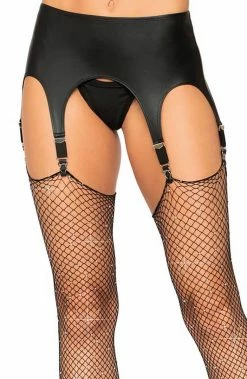 COAXcopenhagen.com Black Matte Rubber Look Garter Belt - Faux Rubber LINGERIE