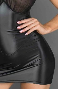 COAXcopenhagen.com Wet Look And Mesh Dress - Leading Lady