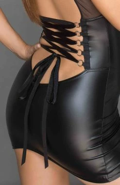 COAXcopenhagen.com Wet Look And Mesh Dress - Leading Lady