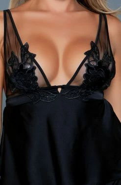 COAXcopenhagen.com Black Satin Camisole Set - Midnight Seduction LINGERIE