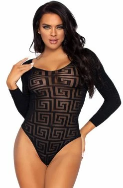 COAXcopenhagen.com LINGERIE Black Mosaic Snap Crotch Bodysuit - Selfie