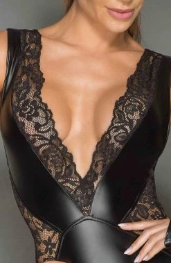 COAXcopenhagen.com The COAX Fetish Black Wet Look And Lace Mini Dress - Ravishing Rebel