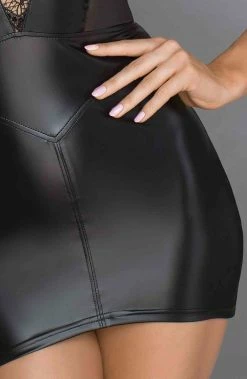 COAXcopenhagen.com Black Wet Look Mini Dress - Say What?! The COAX Fetish