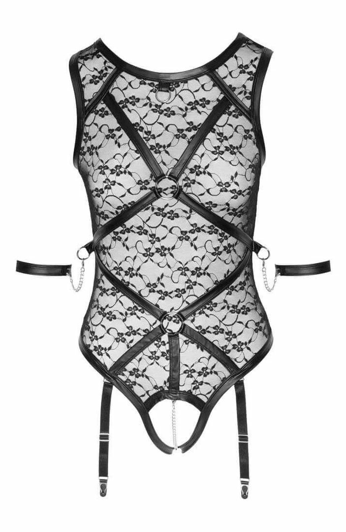 COAXcopenhagen.com Lace Bodysuit With Harness & Metal String - All Tied Up LINGERIE