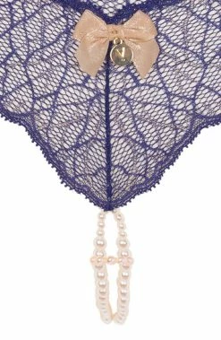 COAXcopenhagen.com LINGERIE Blue Double Pearl String - Sydney Double