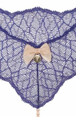 COAXcopenhagen.com Crotchless Blue Single Pearl String - Sydney Single
