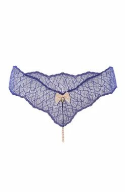 COAXcopenhagen.com Crotchless Blue Single Pearl String - Sydney Single