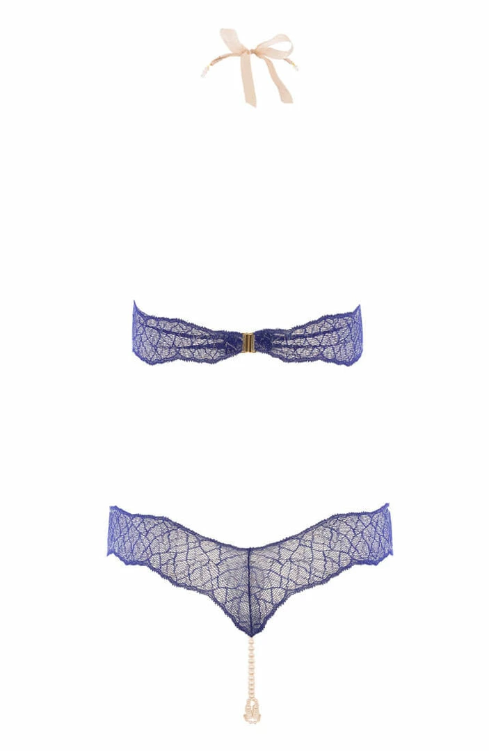 COAXcopenhagen.com LINGERIE Blue Bodysuit With Double Pearl String - Sydney Body Double