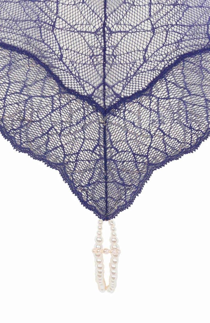 COAXcopenhagen.com LINGERIE Blue Bodysuit With Double Pearl String - Sydney Body Double