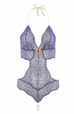 COAXcopenhagen.com LINGERIE Blue Bodysuit With Double Pearl String - Sydney Body Double
