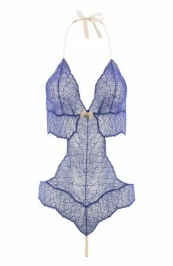 COAXcopenhagen.com Blue Bodysuit With Single Pearl String - Sydney Body Single