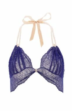 COAXcopenhagen.com Blue Bralette With Pearl Strand - Sydney Bra Bras