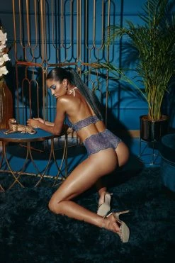 COAXcopenhagen.com Crotchless Blue Hipster Panty With Single Pearl String - Sydney Panty