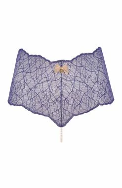 COAXcopenhagen.com Crotchless Blue Hipster Panty With Single Pearl String - Sydney Panty