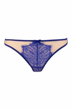 COAXcopenhagen.com Sheer Nude Thong With Blue Lace - EUPHORIA LINGERIE