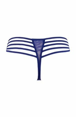 COAXcopenhagen.com Sheer Nude Thong With Blue Lace - EUPHORIA LINGERIE