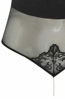 COAXcopenhagen2 LINGERIE Black Bodysuit With Pearl String - Vienna Body