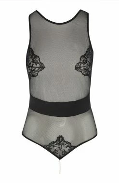 COAXcopenhagen2 LINGERIE Black Bodysuit With Pearl String - Vienna Body