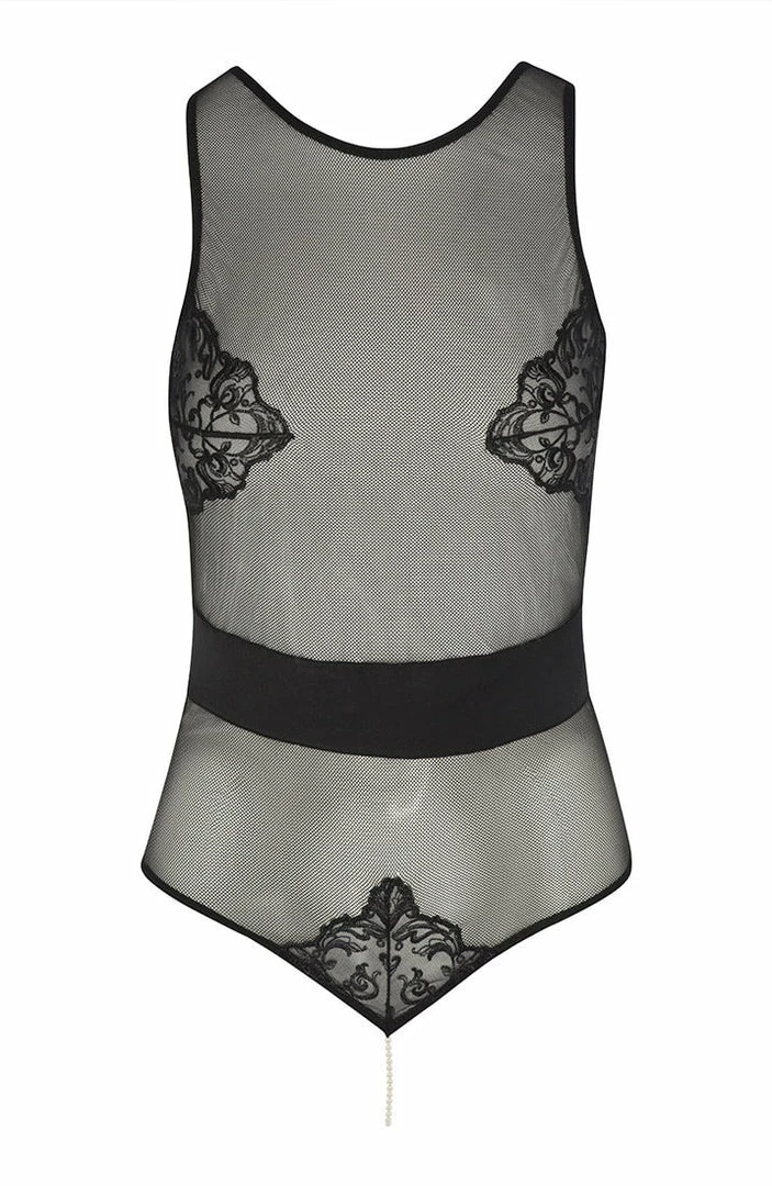 COAXcopenhagen2 LINGERIE Black Bodysuit With Pearl String - Vienna Body