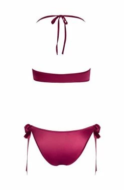 COAXcopenhagen.com Burgundy Red Satin Bow Lingerie Set - Take A Bow