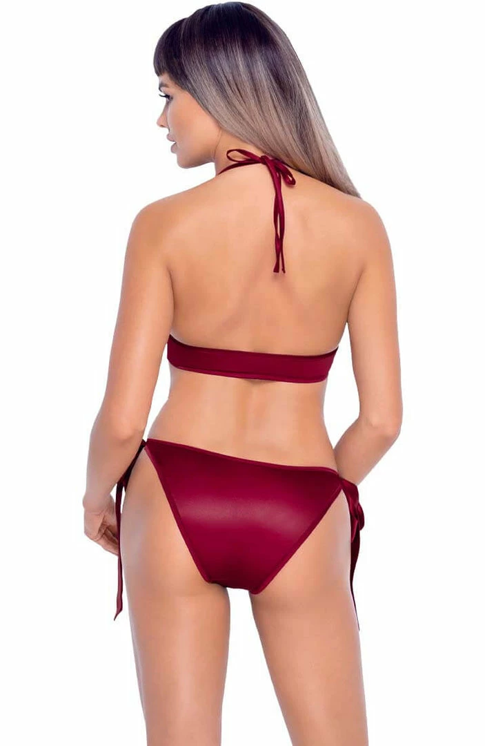 COAXcopenhagen.com Burgundy Red Satin Bow Lingerie Set - Take A Bow