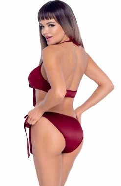 COAXcopenhagen.com Burgundy Red Satin Bow Lingerie Set - Take A Bow
