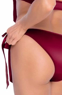 COAXcopenhagen.com Burgundy Red Satin Bow Lingerie Set - Take A Bow