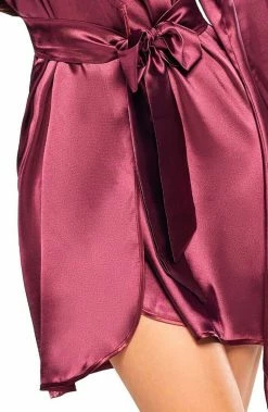 COAXcopenhagen.com LINGERIE Burgundy Satin Robe - Samira