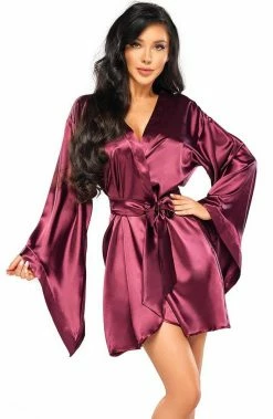 COAXcopenhagen.com LINGERIE Burgundy Satin Robe - Samira