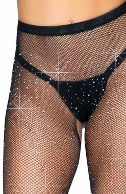 COAXcopenhagen.com Crotchless Fishnet Pantyhose With Rhinestones