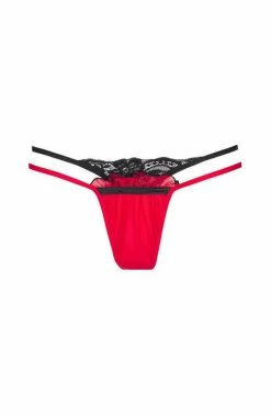 COAXcopenhagen2 Red Plus Size Thong With Black Lace - COURTING