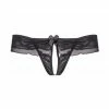 COAXcopenhagen2 LINGERIE Black Crotchless Plus Size Thong With Gold Shimmer - CURVY