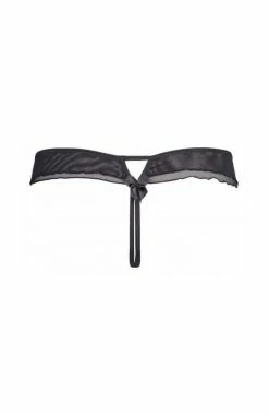COAXcopenhagen2 LINGERIE Black Crotchless Plus Size Thong With Gold Shimmer - CURVY