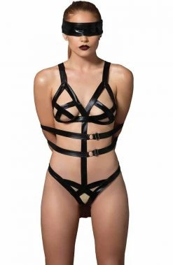 COAXcopenhagen.com LINGERIE Cage-strap Bodysuit & Blindfold - Release The Passion