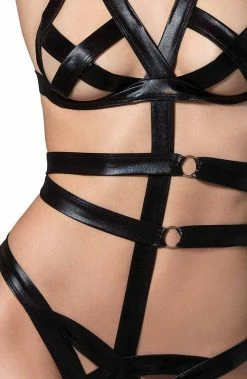 COAXcopenhagen.com LINGERIE Cage-strap Bodysuit & Blindfold - Release The Passion