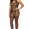 COAXcopenhagen2 Crotchless Plus Size Bodystocking - Cross Over LINGERIE
