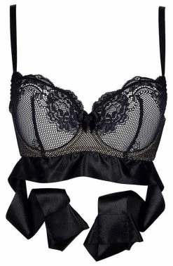 COAXcopenhagen2 LINGERIE Black Bra With Satin Cuffs - DELICATE
