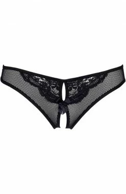 COAXcopenhagen2 LINGERIE Black Crotchless Knickers With Satin Cuffs - DELICATE