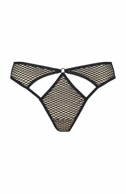 COAXcopenhagen.com Black Net Thong With Cage-straps - DIVERT