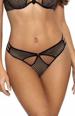 COAXcopenhagen.com Black Net Thong With Cage-straps - DIVERT