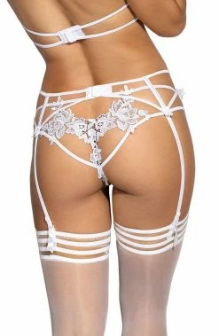 COAXcopenhagen2 Sheer Nude Garter Belt With White Lace - ELEGANCE