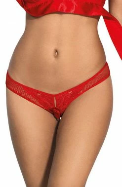 COAXcopenhagen2 Red Crotchless Knickers With Satin Cuffs - ENTHRALL LINGERIE