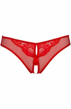 COAXcopenhagen2 Red Crotchless Knickers With Satin Cuffs - ENTHRALL LINGERIE