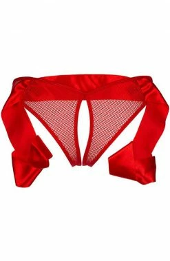 COAXcopenhagen2 Red Crotchless Knickers With Satin Cuffs - ENTHRALL LINGERIE
