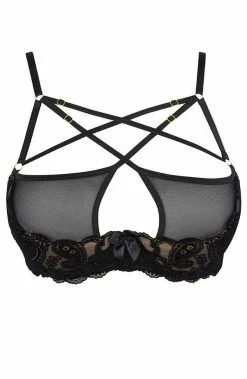 COAXcopenhagen.com Black Shelf Bra With Flock Embroidery - Summer Romance