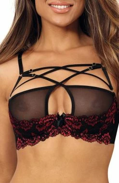 COAXcopenhagen.com Black Shelf Bra With Red Lace - Sunset Lover LINGERIE