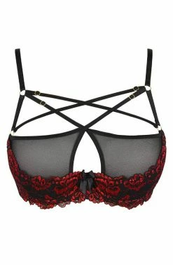 COAXcopenhagen.com Black Shelf Bra With Red Lace - Sunset Lover LINGERIE